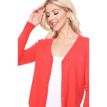 Load image into Gallery viewer, Mak - Women's V-Neck Button Down Knit Cardigan Sweater MK5178: ICE BLUE / //XL