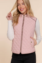 Load image into Gallery viewer, Active Basic | Active USA - Suede Piping Detail Rib Quilted Padding Vest:/// OLV-olive oil / S