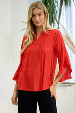 Load image into Gallery viewer, Doe and Rae - Ruffleed Open Sleeve Blouse - 14679T: Red / S ///