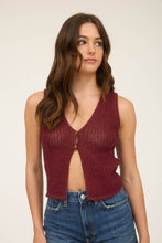 Load image into Gallery viewer, Blu Pepper - V NECK FRONT BUTTON CROCHET KNIT VEST: CHARCOAL///