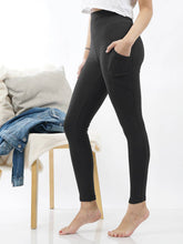 Load image into Gallery viewer, 42POPS - ',, Brushed Microfiber Wide Waistband Leggings W/ Pockets: BLACK-/// 157448 / XL