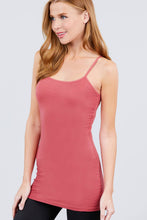 Load image into Gallery viewer, 42POPS - .SI-156 Built-in Bra Basic Cami w/ adjustable strap: BLK-black-499 / S