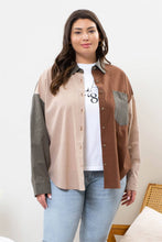 Load image into Gallery viewer, Blu Pepper - PLUS PLAID COLORBLOCK BUTTON DOWN TOP: BROWN MULTI///