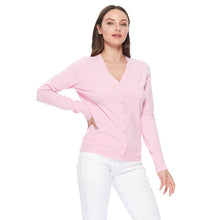 Load image into Gallery viewer, Mak - Women's V-Neck Button Down Knit Cardigan Sweater MK5178: ICE BLUE / S///