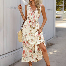 Load image into Gallery viewer, Sleeveless Deep V-Neck Loose Plain Long Maxi Casual Dress: White / ///100%Polyester / S
