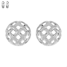 Load image into Gallery viewer, SP Sophia Collection - Antique Woven Basket Button Stud Clip On Earrings: Silver ///
