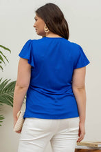 Load image into Gallery viewer, Blu Pepper - PLUS V NECK LACE TRIM RIB KNIT TOP: ROYAL BLUE ///