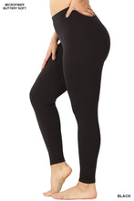 Load image into Gallery viewer, 42POPS - ,,...SI-26654 Plus Brushed Microfiber Full Length Leggings: +BLACK-171162 / 2X