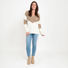Load image into Gallery viewer, Elsie &amp; Zoey - Lacen Color Block Sweater: Latte / 2XL ///