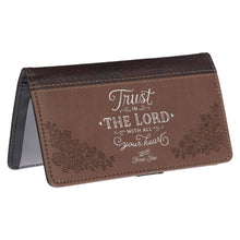 Load image into Gallery viewer, Christian Art Gifts - Checkbook Wallet Brown Two-tone Trust In The Lord Prov 3:5- 6