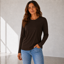 Load image into Gallery viewer, ROOTEASE - Women’s Rayon Spandex Long Sleeve  | Soft Stretch Basic Top: Plum / XL US women's letter