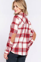 Load image into Gallery viewer, Active Basic | Active USA - Long Sleeve with Suede Patch Button Down Plaid Shirt///: Red-Ivory/red / L