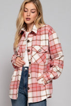 Load image into Gallery viewer, Active Basic | Active USA - /// Long Sleeve Wool Blend Plaid Button Down Casual Jacket : PNK-pink/khaki / M