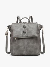 Load image into Gallery viewer, M2348 Vivian Distressed Convertible Backpack: Black ###