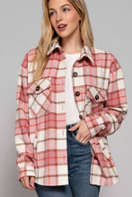 Load image into Gallery viewer, Active Basic | Active USA - /// Long Sleeve Wool Blend Plaid Button Down Casual Jacket : PNK-pink/khaki / M