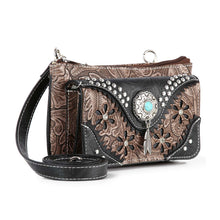 Load image into Gallery viewer, Handbag Factory Corp - Western Design Petite Crossbody Sling: Dark Brown///