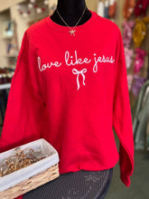 Load image into Gallery viewer, Fox and Owl Apparel-Graphic Tee's - New Christian Love Like Jesus Red Sweatshirt Graphic Tee: XL