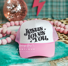 Load image into Gallery viewer, Trendy Chic Apparel LLC - Jesus Loves You - Trucker Hat: Pink