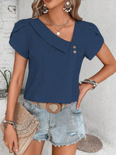 Load image into Gallery viewer, Wholesalesir - Small Diagonal Collar Solid Color Washed Cotton Top: Green / 2XL ///