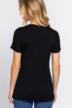 Load image into Gallery viewer, Active Basic | Active USA - Short Sleeve V-neck Top with Pocket: Nvy-True Navy / M