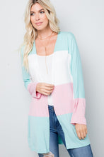 Load image into Gallery viewer, COLOR BLOCK OPEN CARDIGAN ###