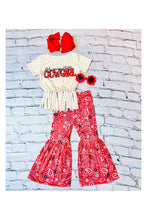 Load image into Gallery viewer, luluclothes - "MAMA'S LITTLE COWGIRL" red paisley 2pc set DLH2441: XXL-6/7 ///