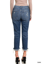Load image into Gallery viewer, BOYFRIEND DENIM PANTS WITH FRAYED CUFF ###