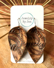 Load image into Gallery viewer, Jewelry By Jen - Large Pinched Teardrop: Brown Western Tooled ///