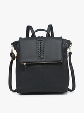 Load image into Gallery viewer, M2348 Vivian Distressed Convertible Backpack: Black ###