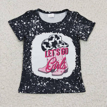 Load image into Gallery viewer, Aier Wholesale - Let's Go Girls Black Western Short Sleeve Summer Shirts: 7-8T ///