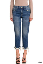 Load image into Gallery viewer, BOYFRIEND DENIM PANTS WITH FRAYED CUFF ###