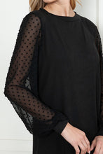 Load image into Gallery viewer, SOLID TUNIC TOP WITH CHIFFON SWISS DOT SLEEVE ###