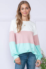 Load image into Gallery viewer, Burgundy Apparel - BRIGHT COLOR BLOCK LONG SLEEVE TUNIC TOP: L / MINT///